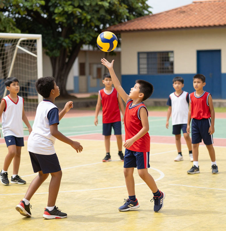 Crianças jogando vôlei